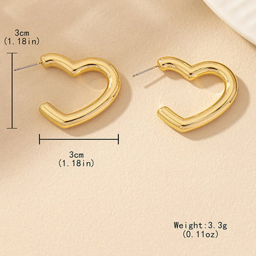 1 Pair Ig Style Simple Style Heart Shape Plating Alloy Zinc Ear Studs