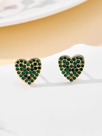 1 Pair Ig Style Simple Style Heart Shape Plating Inlay Stainless Steel Zircon 18k Gold Plated Ear Studs