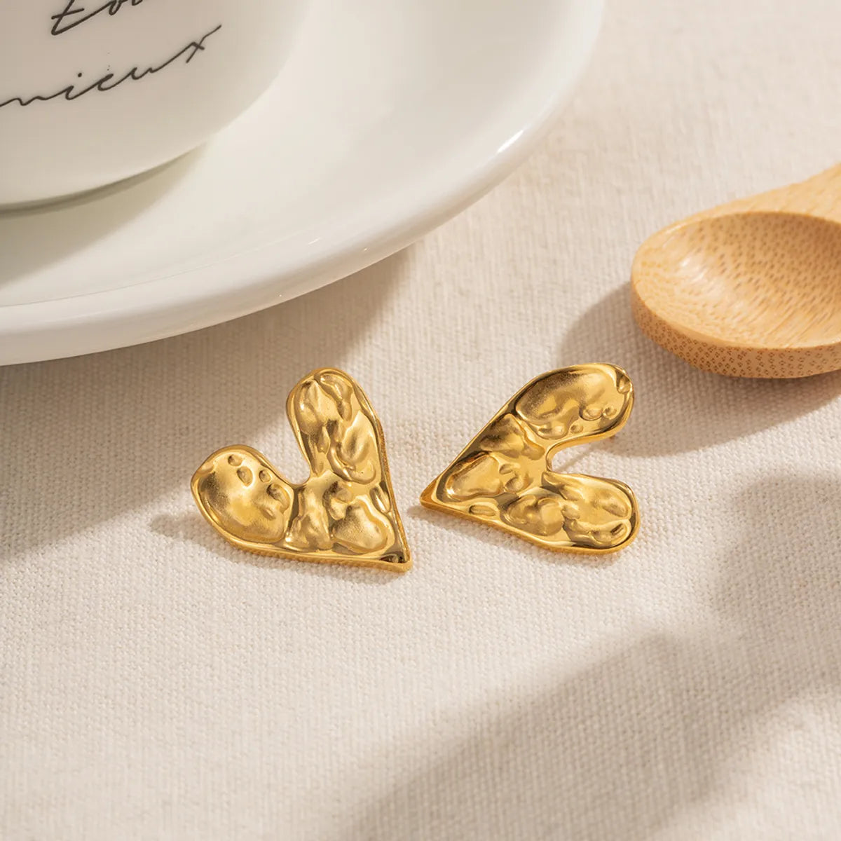 1 Pair Ig Style Simple Style Heart Shape Plating Stainless Steel 18k Gold Plated Ear Studs