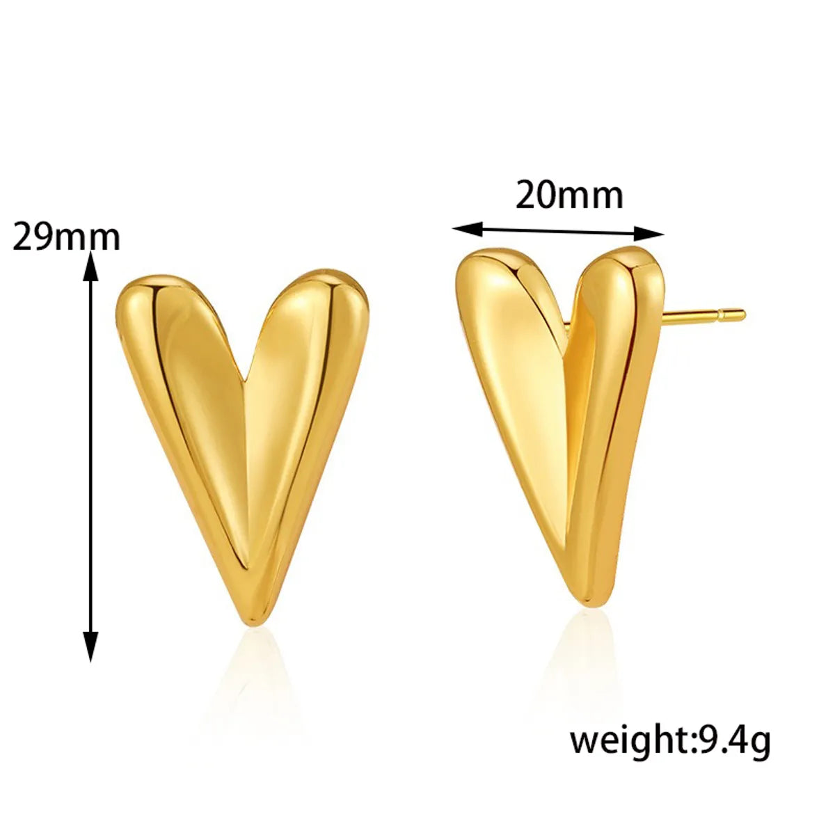 1 Pair Ig Style Simple Style Heart Shape Plating Stainless Steel 18k Gold Plated Ear Studs