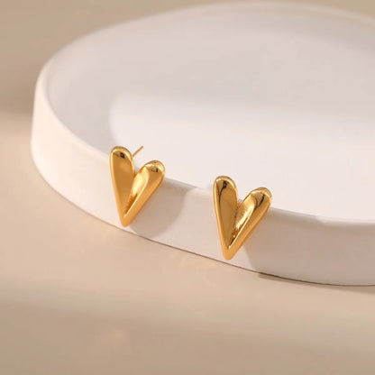 1 Pair Ig Style Simple Style Heart Shape Plating Stainless Steel 18k Gold Plated Ear Studs