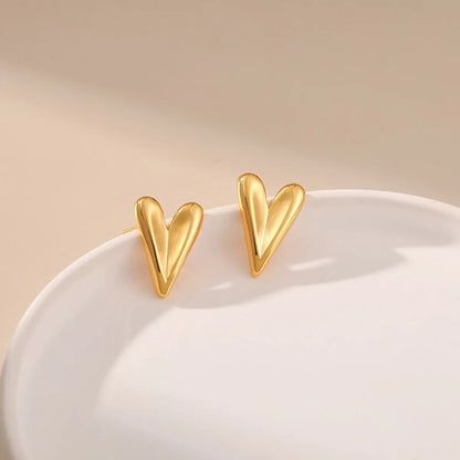 1 Pair Ig Style Simple Style Heart Shape Plating Stainless Steel 18k Gold Plated Ear Studs