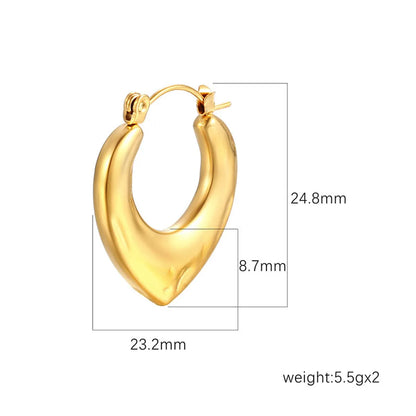 1 Pair IG Style Simple Style Heart Shape Plating Titanium Steel 18K Gold Plated Earrings