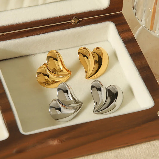 1 Pair Ig Style Simple Style Heart Shape Polishing Plating Stainless Steel 18k Gold Plated Ear Studs