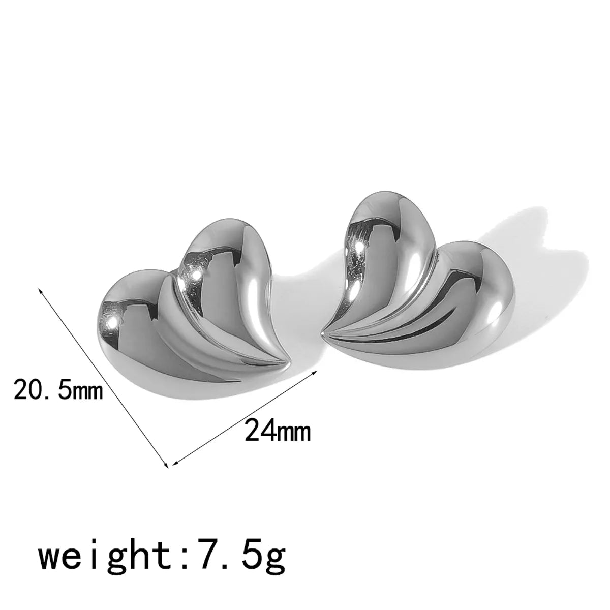 1 Pair Ig Style Simple Style Heart Shape Polishing Plating Stainless Steel 18k Gold Plated Ear Studs