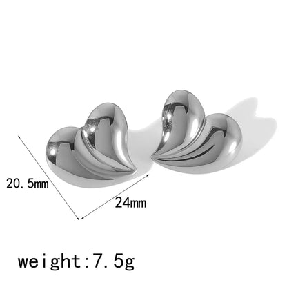 1 Pair Ig Style Simple Style Heart Shape Polishing Plating Stainless Steel 18k Gold Plated Ear Studs