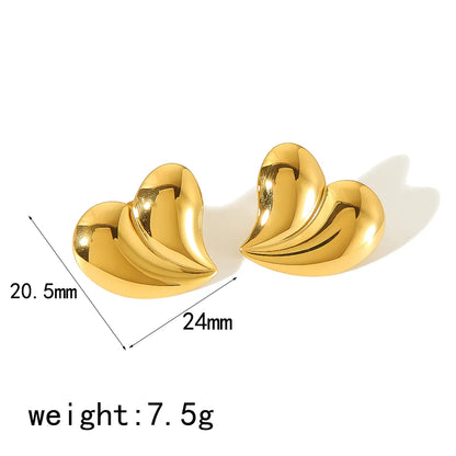 1 Pair Ig Style Simple Style Heart Shape Polishing Plating Stainless Steel 18k Gold Plated Ear Studs