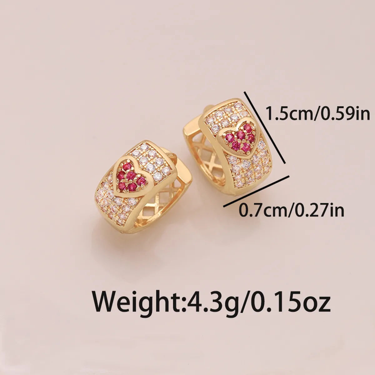 1 Pair Ig Style Simple Style Heart Shape Snake Plating Inlay Copper Zircon 18k Gold Plated Hoop Earrings