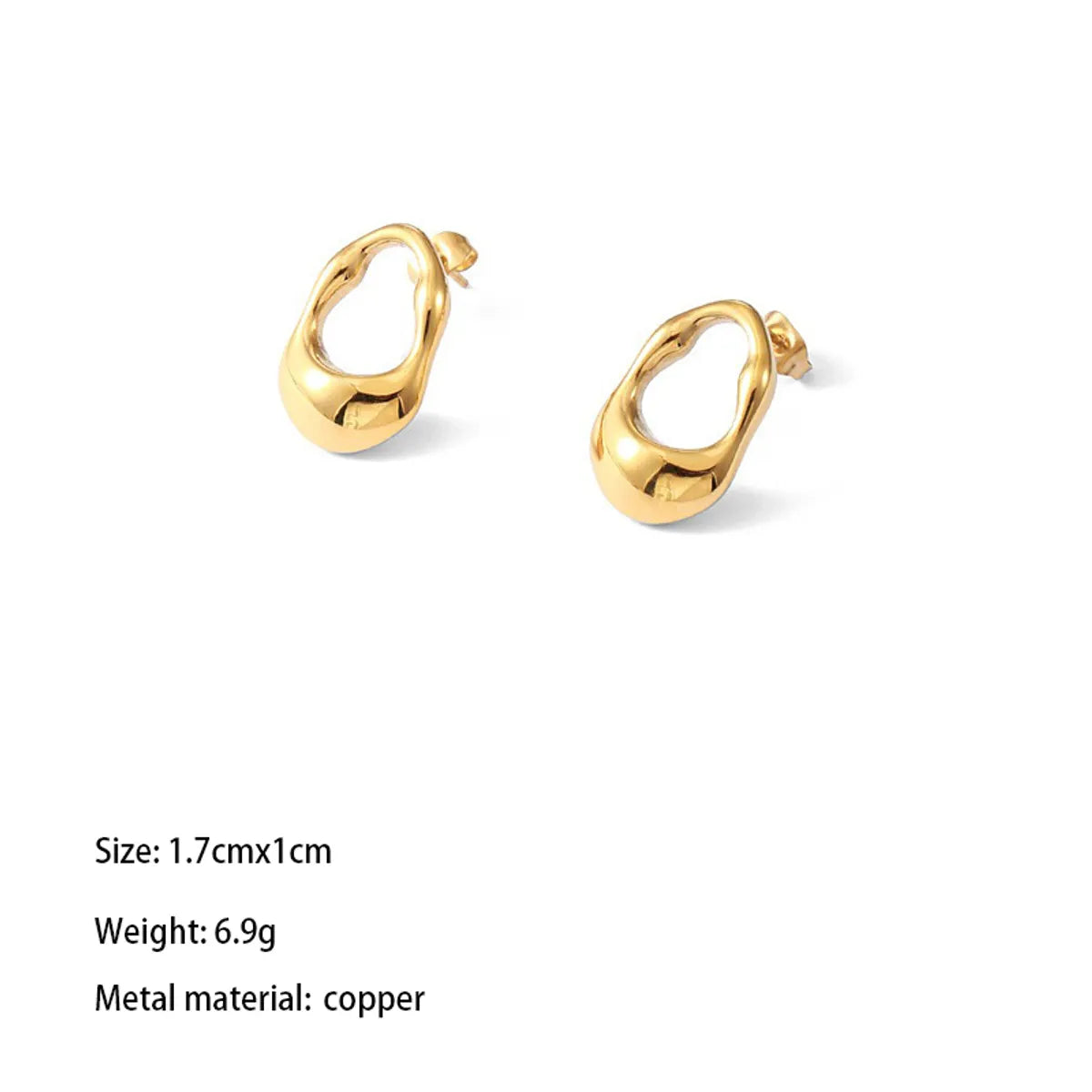 1 Pair IG Style Simple Style Irregular Hollow Out Copper 18K Gold Plated Ear Studs