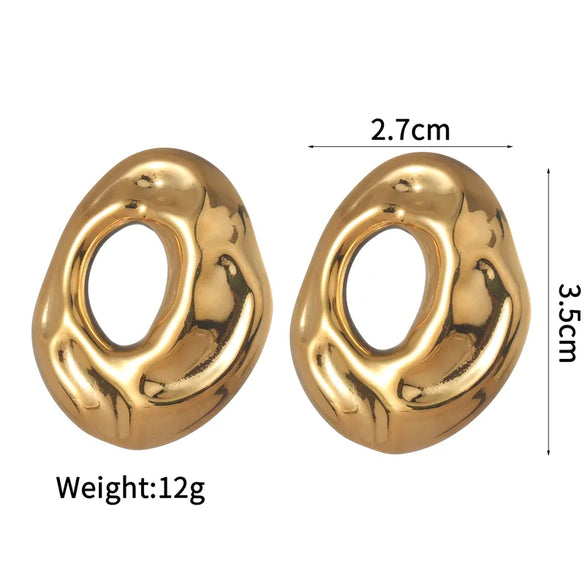 1 Pair IG Style Simple Style Irregular Inlay 304 Stainless Steel Zircon 18K Gold Plated Drop Earrings Ear Studs