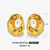 1 Pair IG Style Simple Style Irregular Oval Plating Hollow Out Inlay 304 Stainless Steel Artificial Pearls 18K Gold Plated Ear Studs