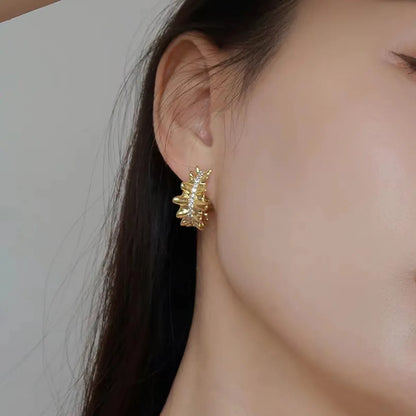 1 Pair Ig Style Simple Style Irregular Plating Inlay Alloy Rhinestones Gold Plated Silver Plated Ear Studs