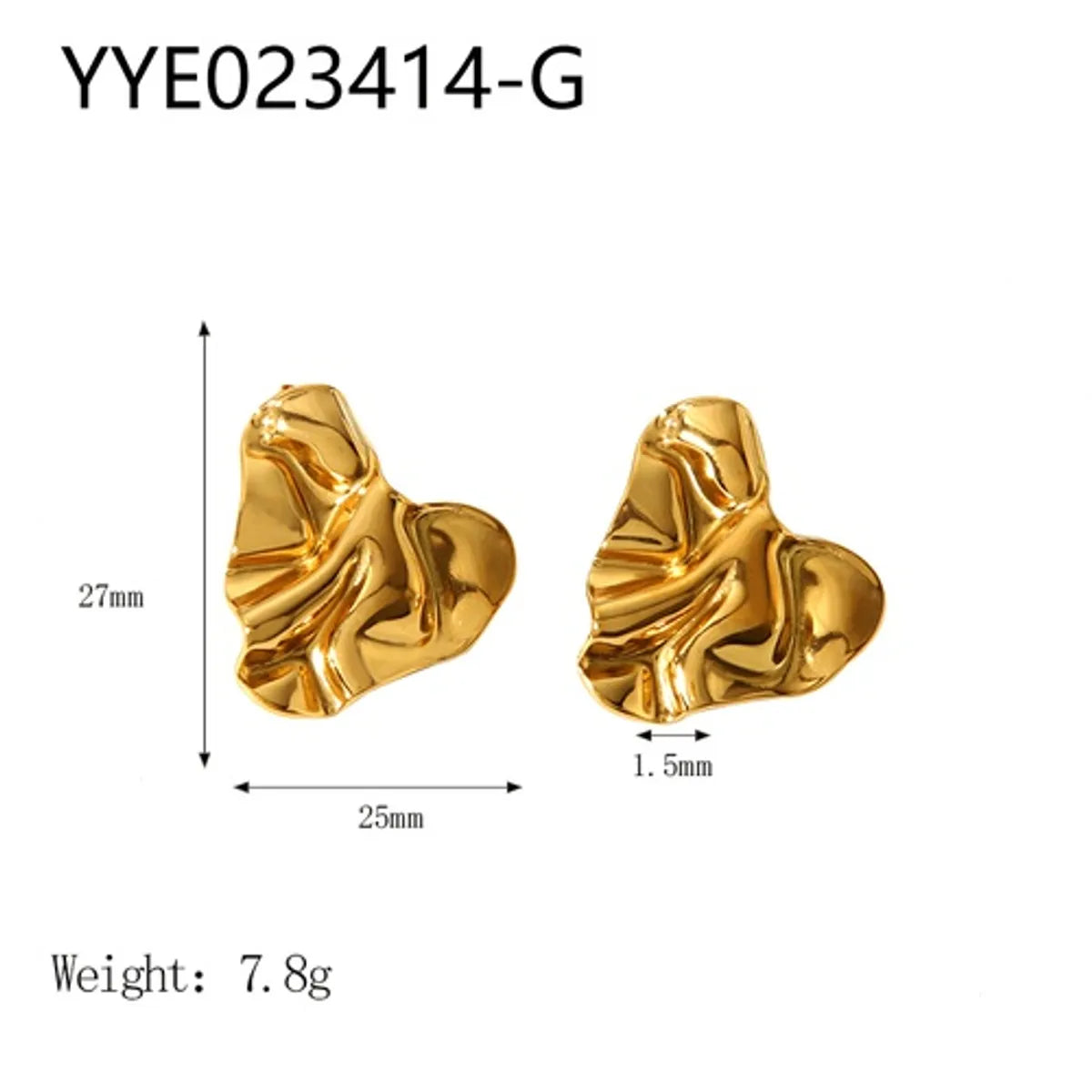 1 Pair Ig Style Simple Style Irregular Polishing Plating Stainless Steel 18k Gold Plated Ear Studs