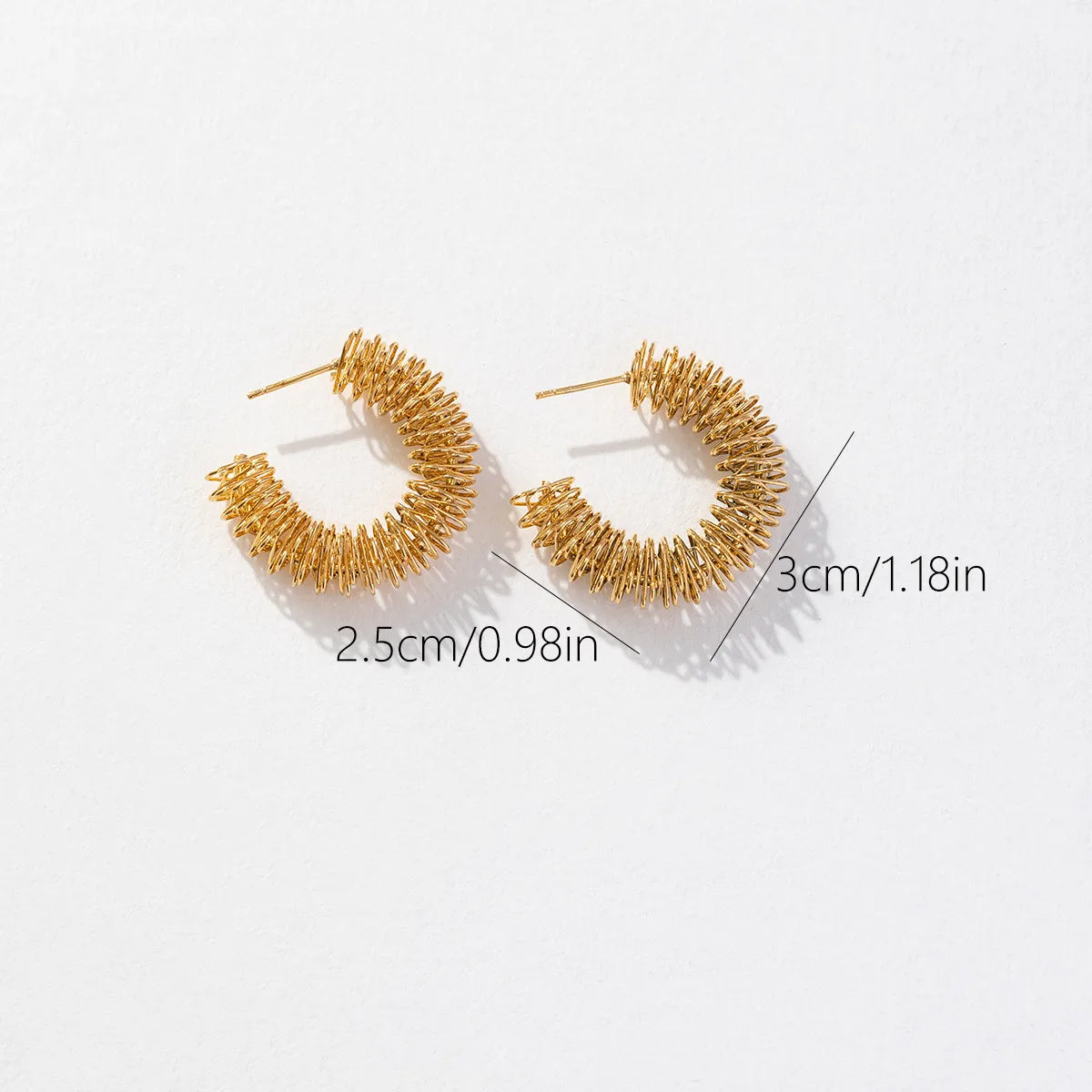 1 Pair IG Style Simple Style Korean Style C Shape 304 Stainless Steel Gold Plated Ear Studs