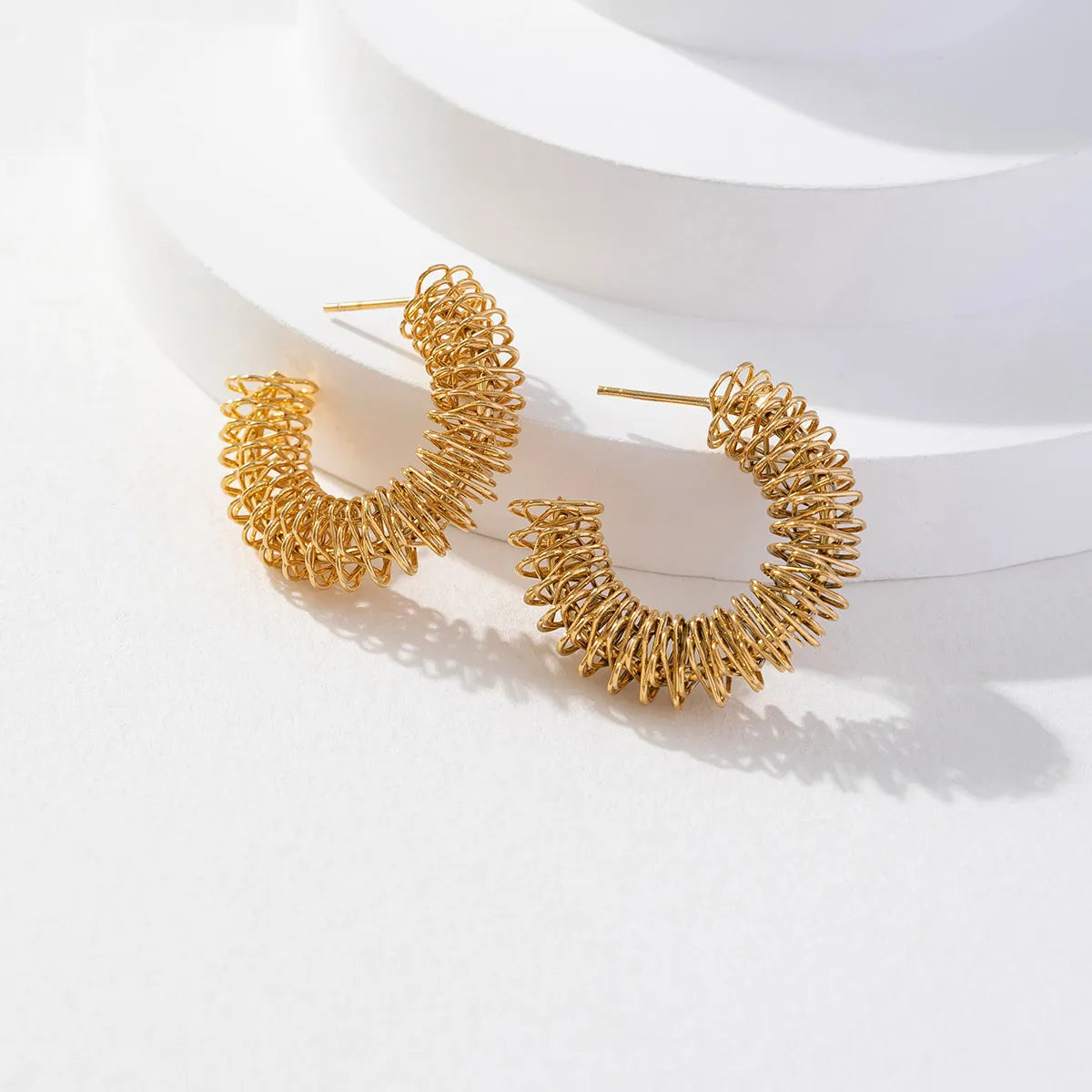 1 Pair IG Style Simple Style Korean Style C Shape 304 Stainless Steel Gold Plated Ear Studs