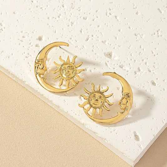 1 Pair Ig Style Simple Style Korean Style Sun Moon Plating Alloy Ear Studs