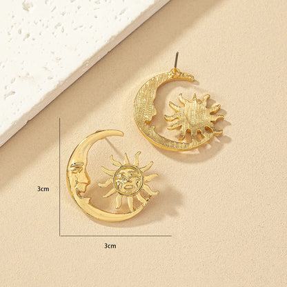 1 Pair Ig Style Simple Style Korean Style Sun Moon Plating Alloy Ear Studs