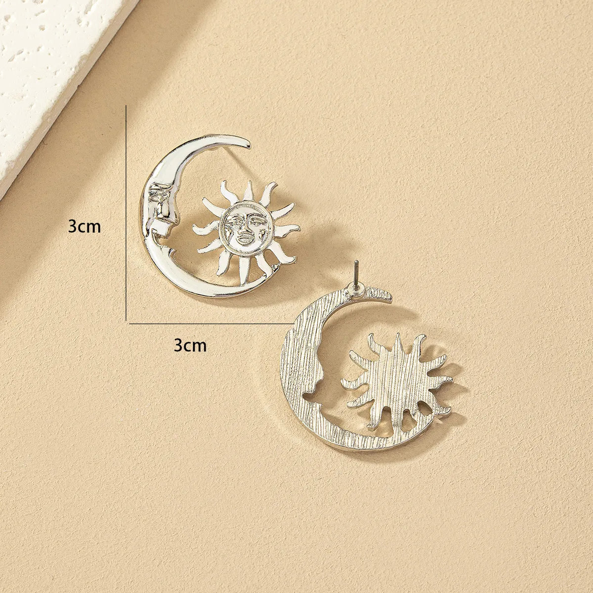 1 Pair Ig Style Simple Style Korean Style Sun Moon Plating Alloy Ear Studs