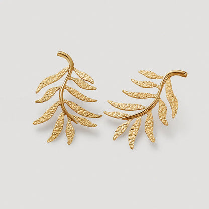 1 Pair Ig Style Simple Style Leaves Plating Alloy Gold Plated Ear Studs