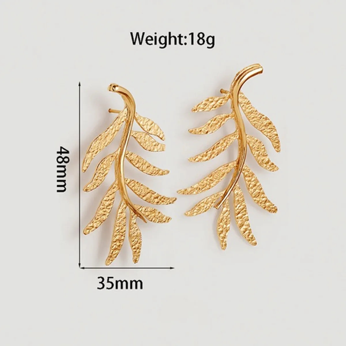 1 Pair Ig Style Simple Style Leaves Plating Alloy Gold Plated Ear Studs