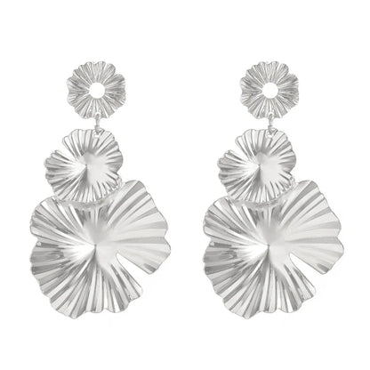 1 Pair Ig Style Simple Style Leaves Solid Color Flower Plating Hollow Out Alloy Drop Earrings