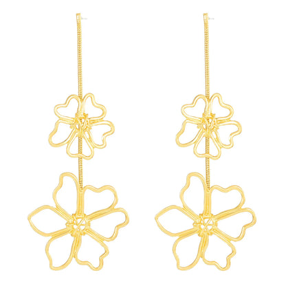 1 Pair Ig Style Simple Style Leaves Solid Color Flower Plating Hollow Out Alloy Drop Earrings