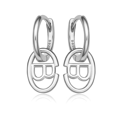 1 Pair Ig Style Simple Style Letter Oval Plating Sterling Silver 18k Gold Plated White Gold Plated Earrings