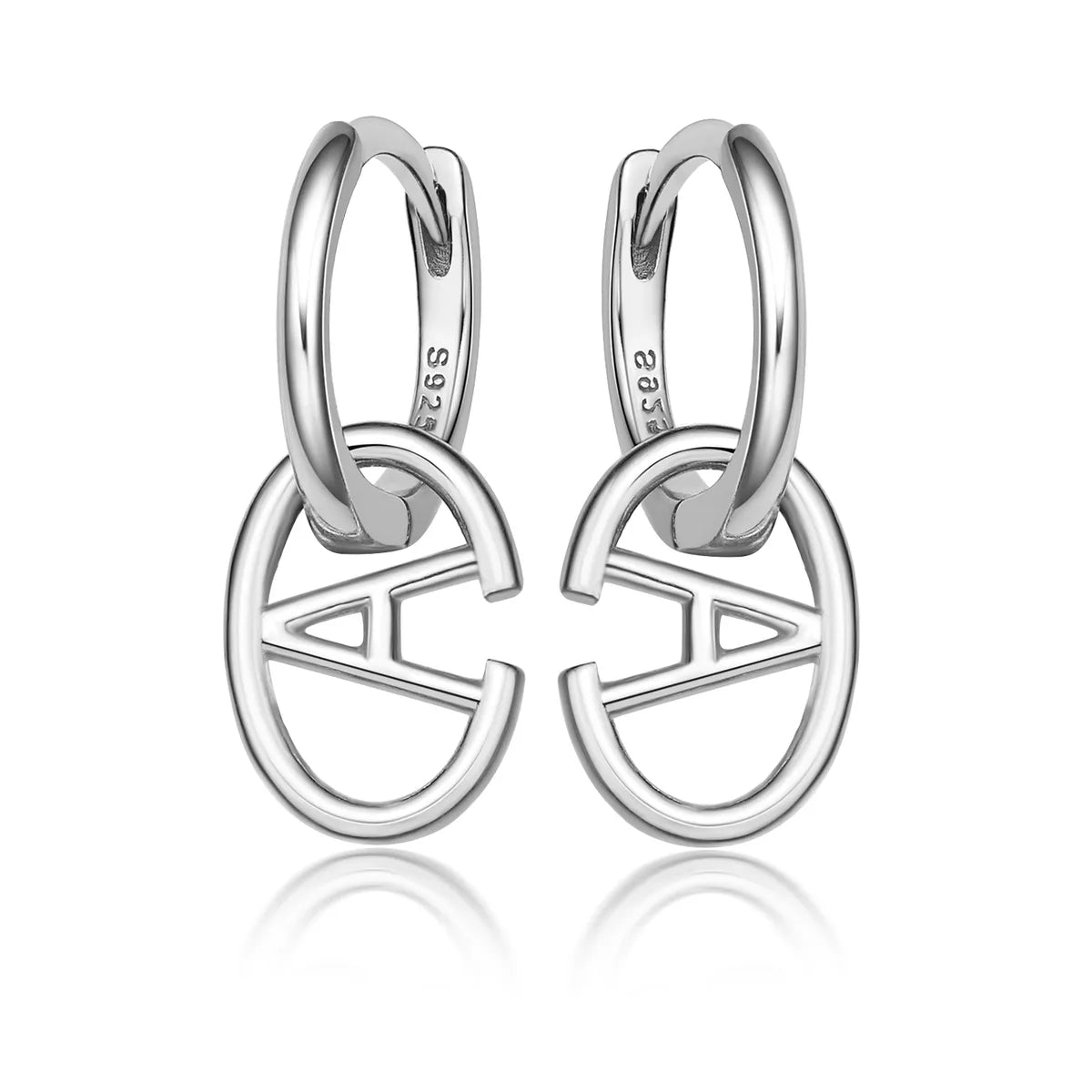 1 Pair Ig Style Simple Style Letter Oval Plating Sterling Silver 18k Gold Plated White Gold Plated Earrings