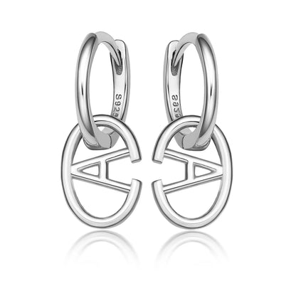 1 Pair Ig Style Simple Style Letter Oval Plating Sterling Silver 18k Gold Plated White Gold Plated Earrings