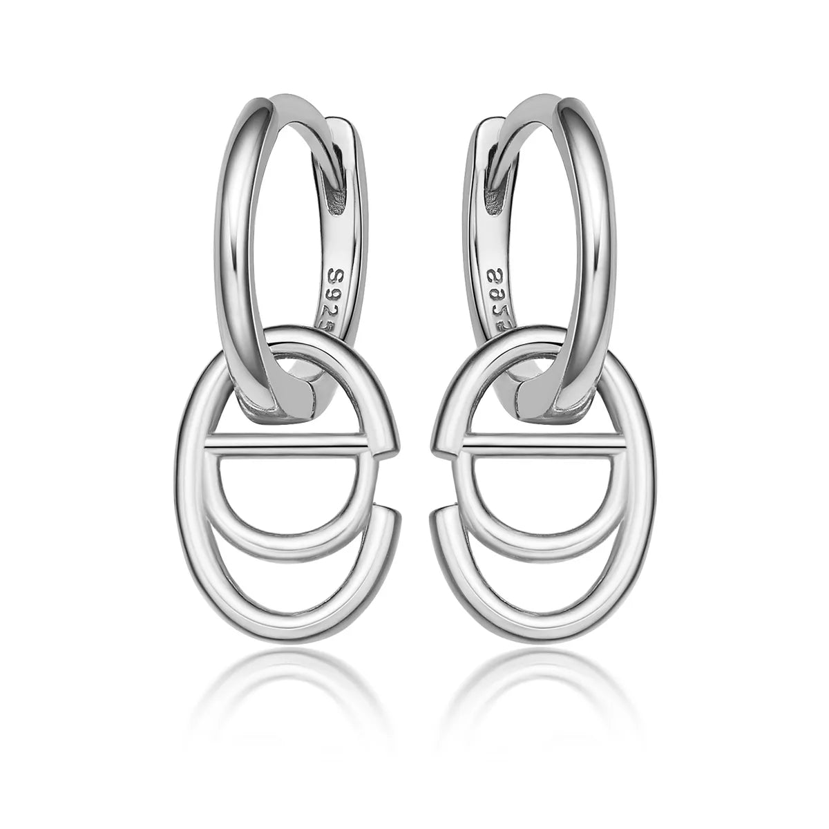 1 Pair Ig Style Simple Style Letter Oval Plating Sterling Silver 18k Gold Plated White Gold Plated Earrings