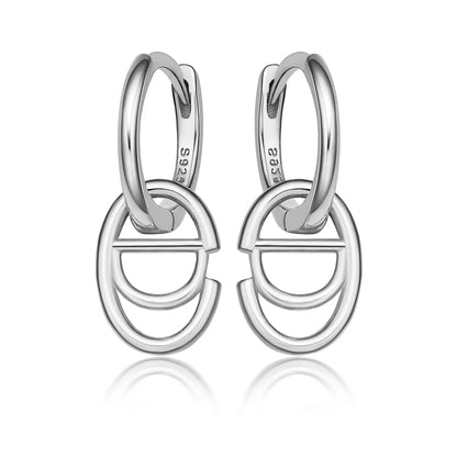 1 Pair Ig Style Simple Style Letter Oval Plating Sterling Silver 18k Gold Plated White Gold Plated Earrings