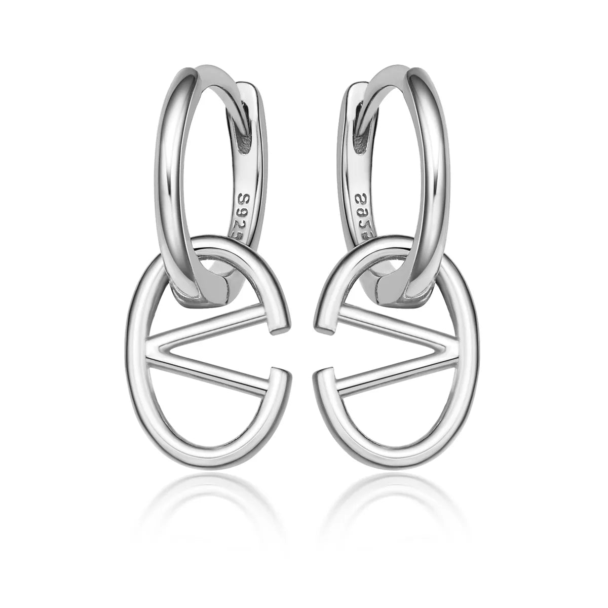 1 Pair Ig Style Simple Style Letter Oval Plating Sterling Silver 18k Gold Plated White Gold Plated Earrings