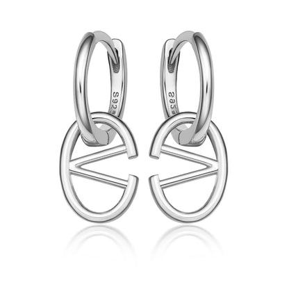 1 Pair Ig Style Simple Style Letter Oval Plating Sterling Silver 18k Gold Plated White Gold Plated Earrings