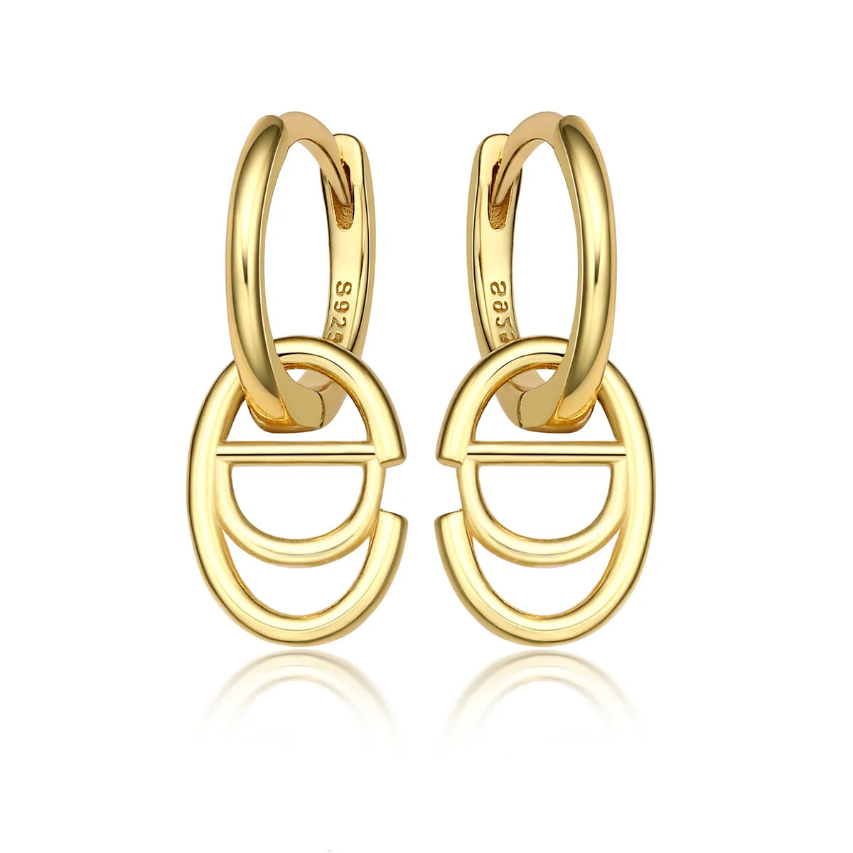 1 Pair Ig Style Simple Style Letter Oval Plating Sterling Silver 18k Gold Plated White Gold Plated Earrings