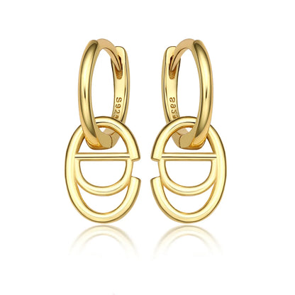 1 Pair Ig Style Simple Style Letter Oval Plating Sterling Silver 18k Gold Plated White Gold Plated Earrings