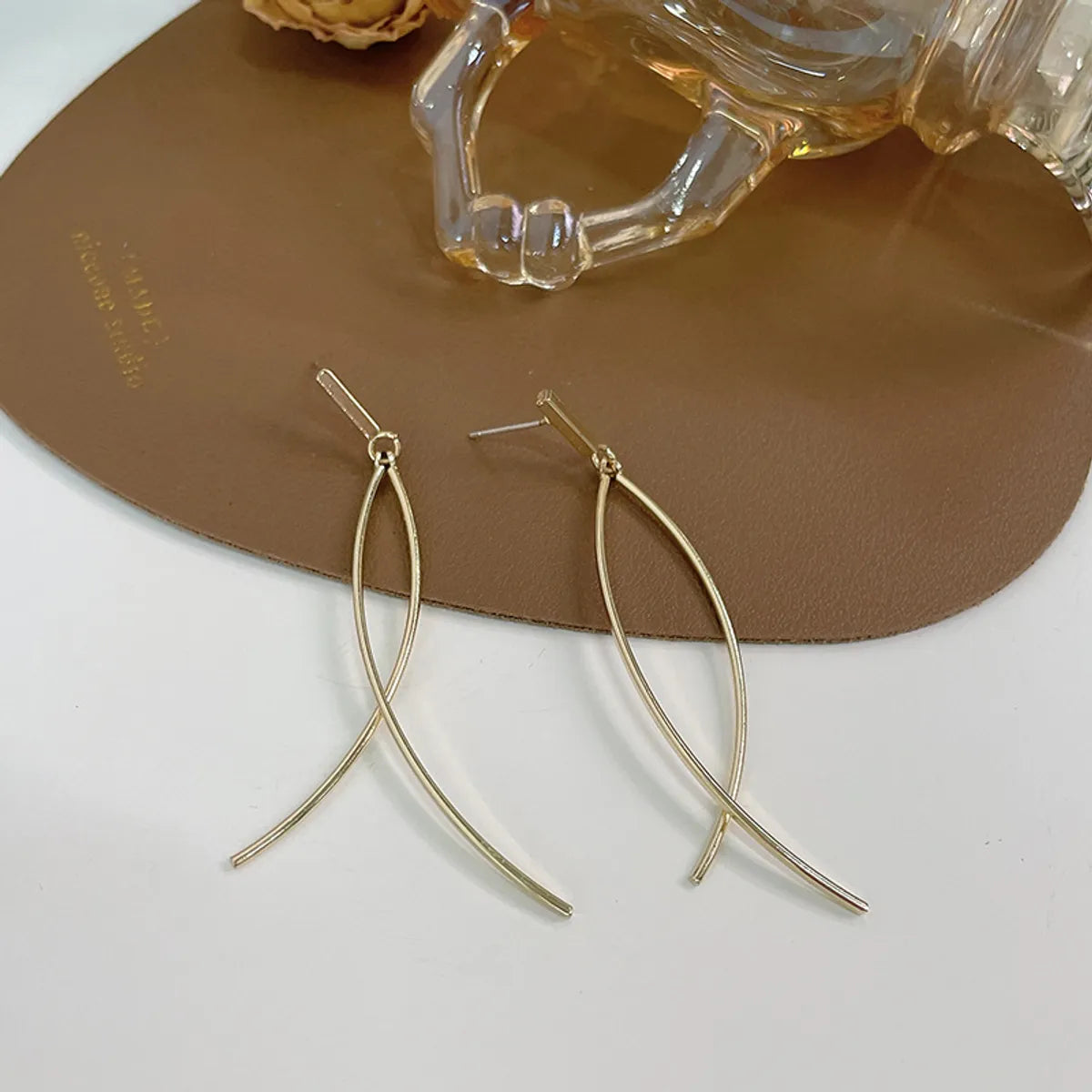 1 Pair IG Style Simple Style Lines Plating Copper 18K Gold Plated Drop Earrings