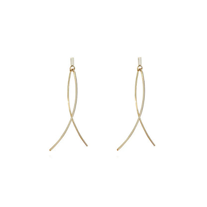 1 Pair IG Style Simple Style Lines Plating Copper 18K Gold Plated Drop Earrings