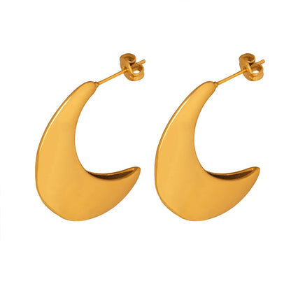 1 Pair Ig Style Simple Style Moon Polishing Plating Titanium Steel 18k Gold Plated Ear Studs