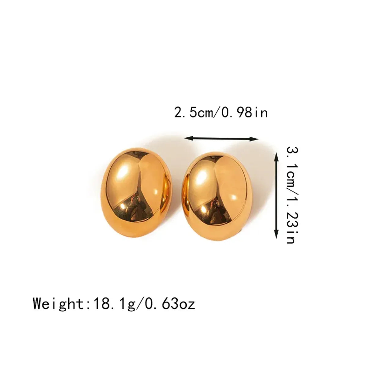 1 Pair IG Style Simple Style Oval Polishing Plating Stainless Steel Ear Studs