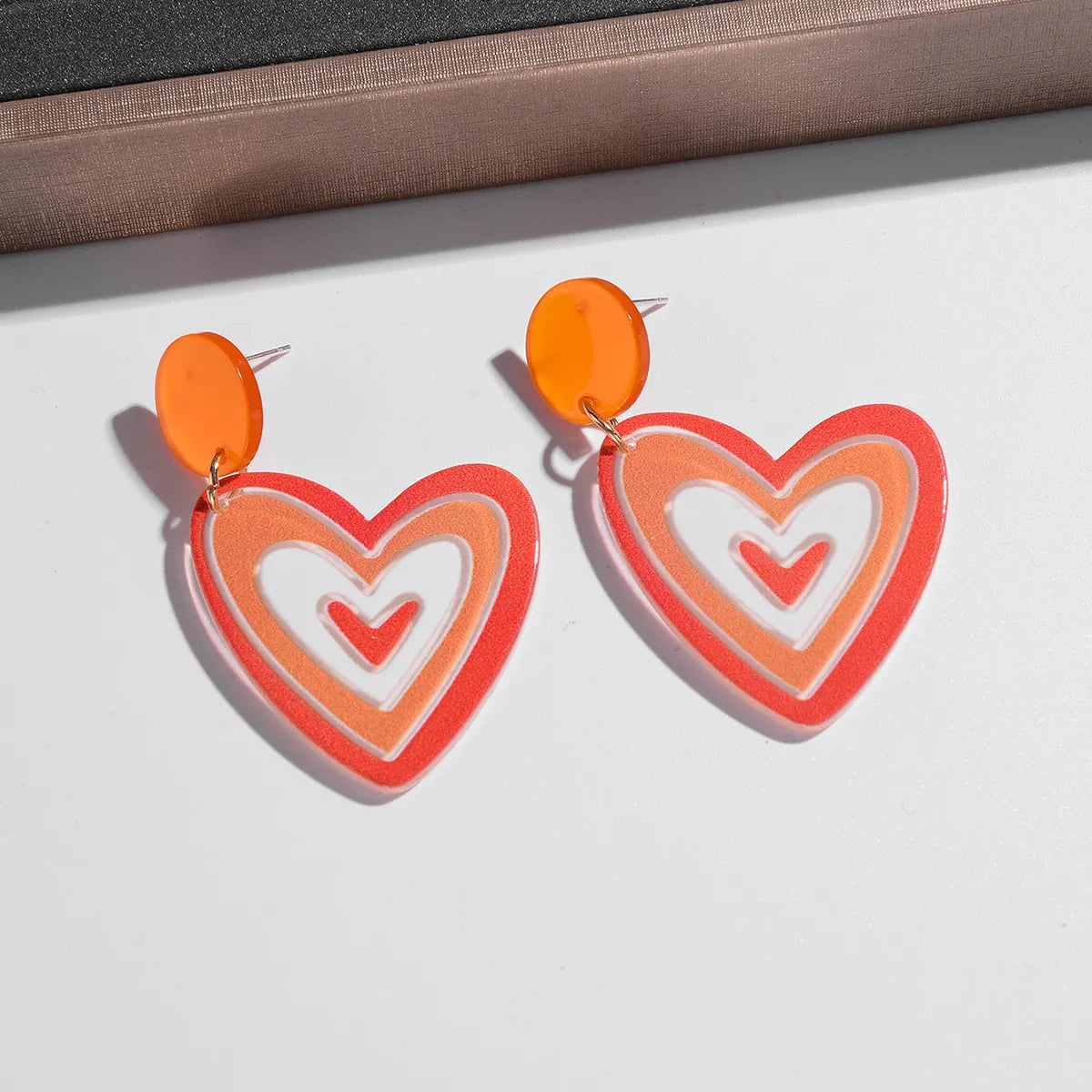 1 Pair Ig Style Simple Style Rainbow Heart Shape Cat Painted Arylic Drop Earrings