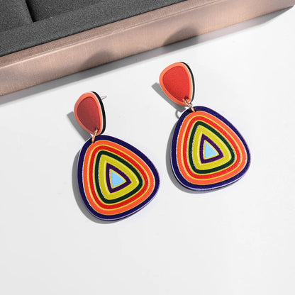 1 Pair Ig Style Simple Style Rainbow Heart Shape Cat Painted Arylic Drop Earrings