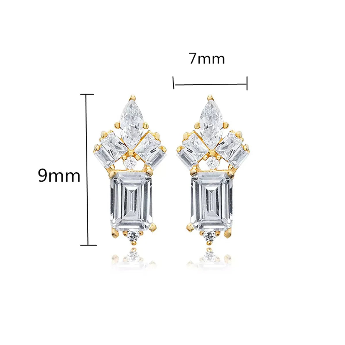 1 Pair Ig Style Simple Style Rectangle Inlay Copper Zircon Ear Studs