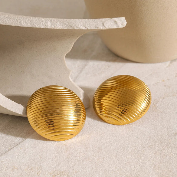 1 Pair IG Style Simple Style Round 304 Stainless Steel 18K Gold Plated Ear Studs
