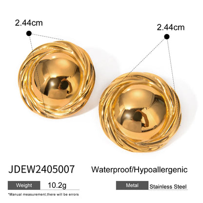 1 Pair IG Style Simple Style Round 304 Stainless Steel 18K Gold Plated Ear Studs