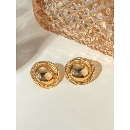 1 Pair IG Style Simple Style Round 304 Stainless Steel 18K Gold Plated Ear Studs