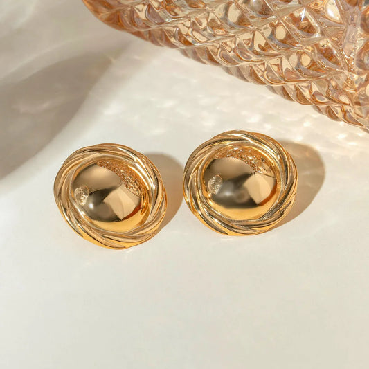 1 Pair IG Style Simple Style Round 304 Stainless Steel 18K Gold Plated Ear Studs