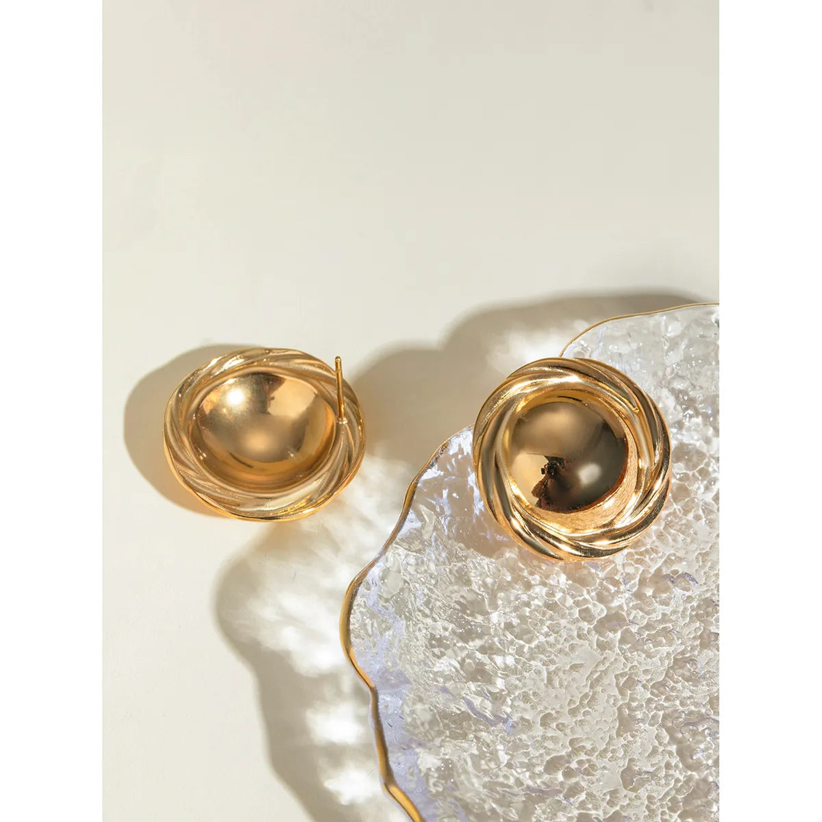 1 Pair IG Style Simple Style Round 304 Stainless Steel 18K Gold Plated Ear Studs