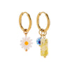 1 Pair Ig Style Simple Style Round Flower Asymmetrical Beaded Alloy Drop Earrings