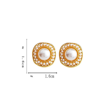 1 Pair IG Style Simple Style Round Inlay Alloy Pearl K Gold Plated Ear Studs