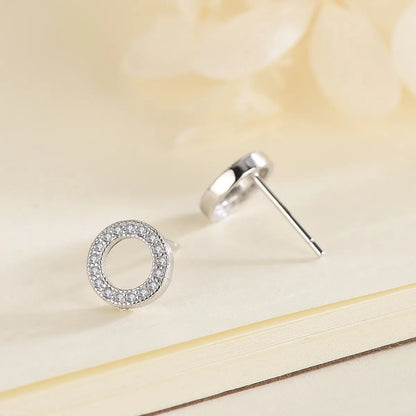 1 Pair Ig Style Simple Style Round Inlay Sterling Silver Zircon Ear Studs